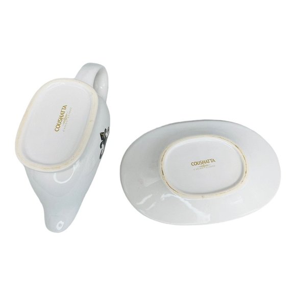 Coushatta Casino Resort Fleur de Lis Design Gravy Boat and Platter Set - Picture 9 of 9